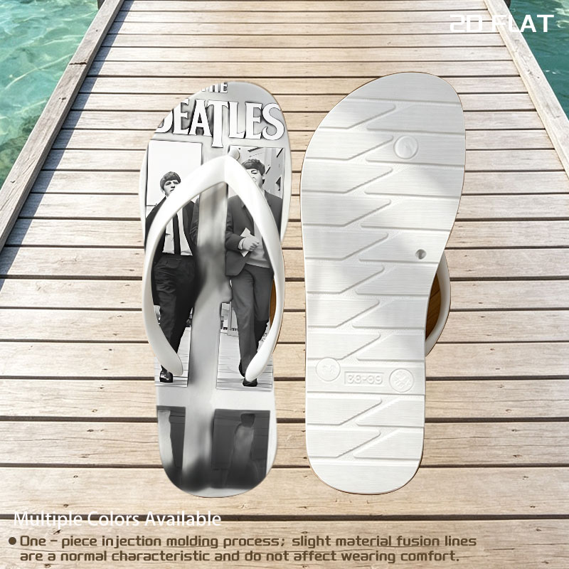 The Beatles: John, Paul, George, and Ringo Walking in Style -  flip-flops