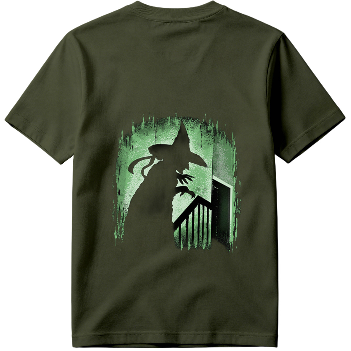 Witch Silhouette in Green Glow - Tee
