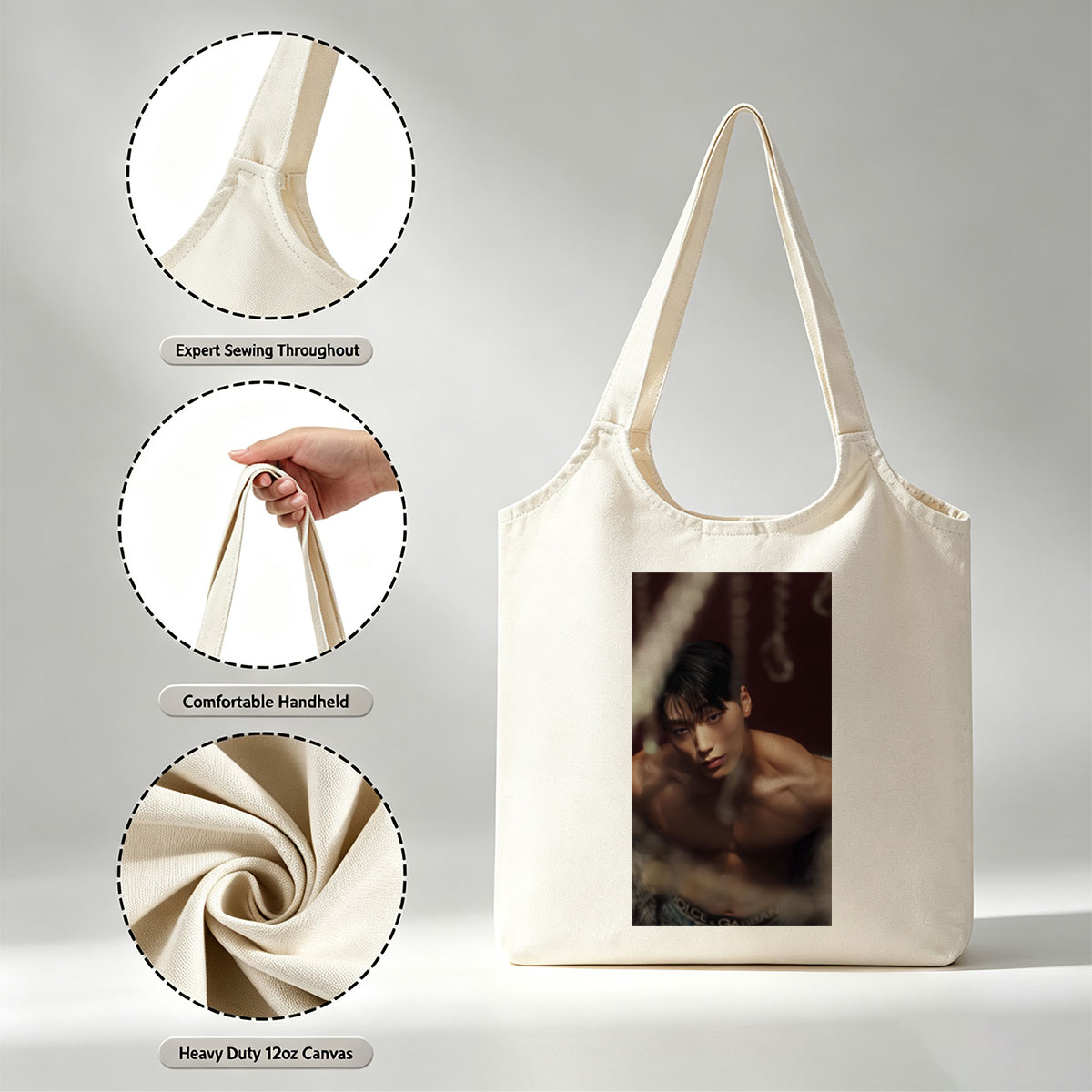 Kim Min-jae Shirtless Portrait in Dramatic Lighting with Dolce & Gabbana Underwear - Canvas shoulder bags/