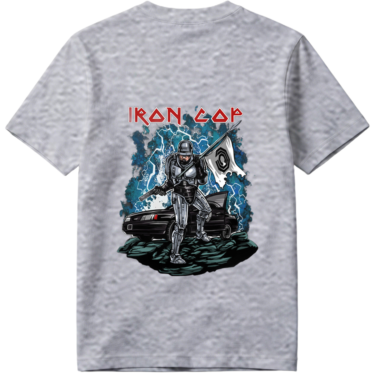 Iron Cop: Robo-Police Officer with Flag and Car - Tee
