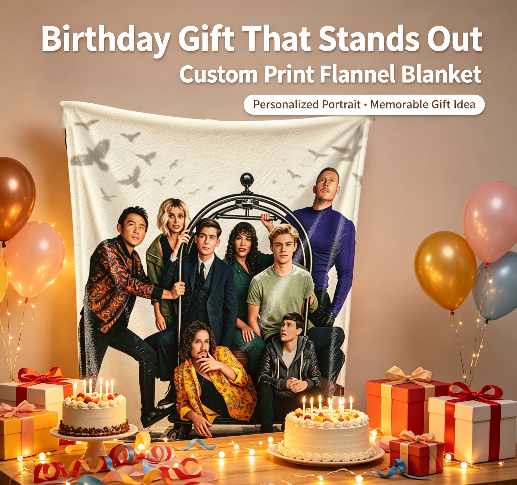 Custom Face Blanket The Umbrella Academy Flannel Blanket Cozy Home Decor Gift for Fans and Collectors