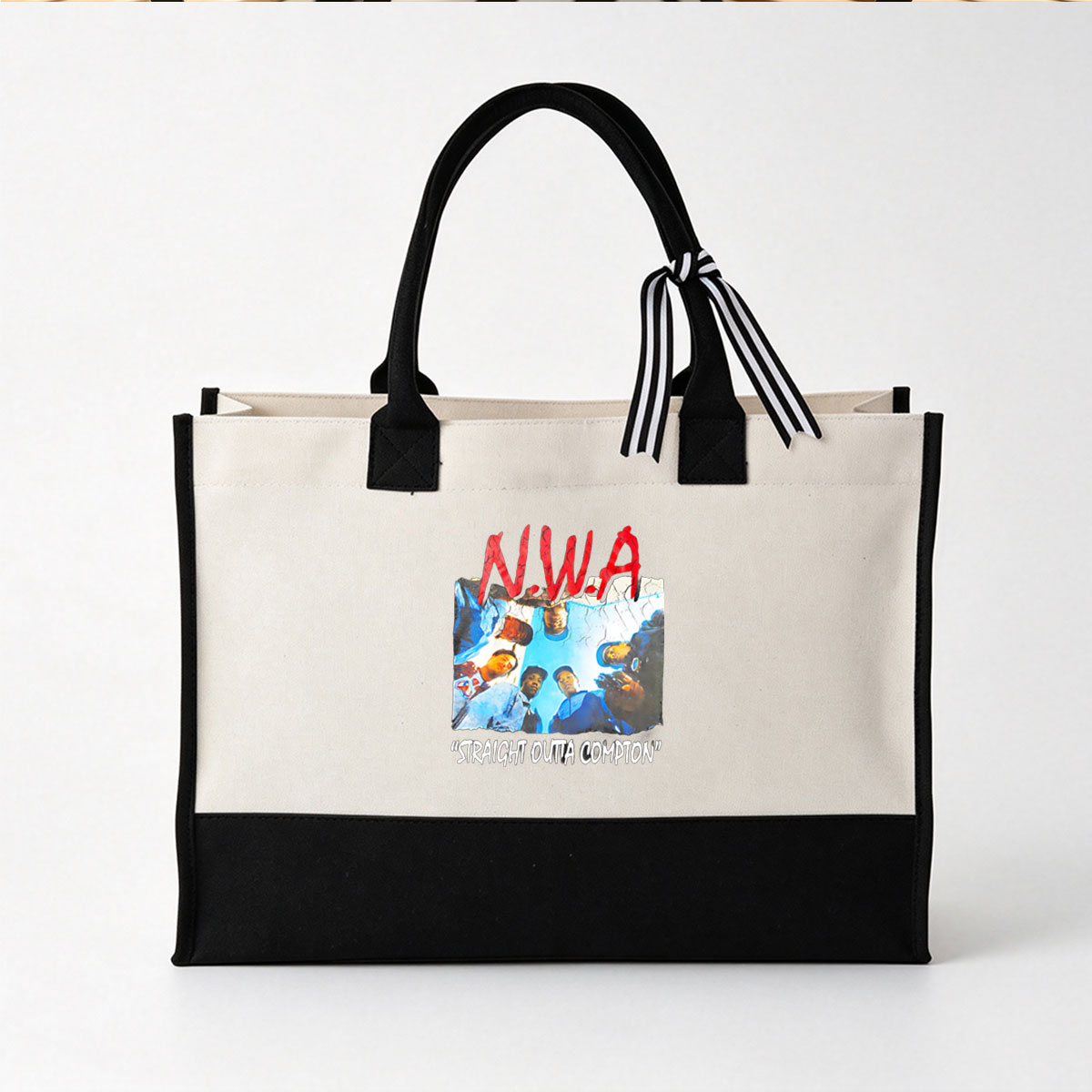 N.W.A - Straight Outta Compton: Rap Group Album Cover - Canvas patchwork gift tote bag