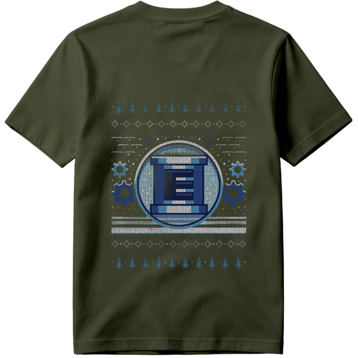 Pixel Winter Emblem: Column & Gears Holiday Design - Tee