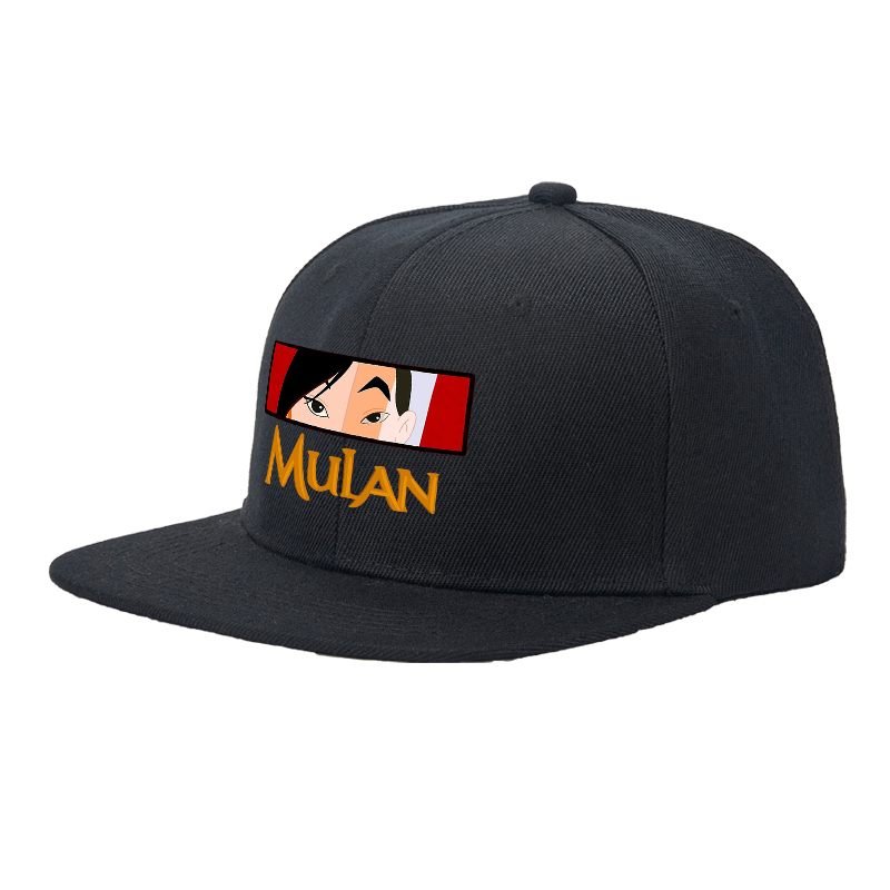 Flat Brim Baseball Cap Mulan Face Graphic Streetwear Underground Skate Style for Basketball Court Skate Park Urban Scene Skaters Rappers Streetwear Enthusiasts