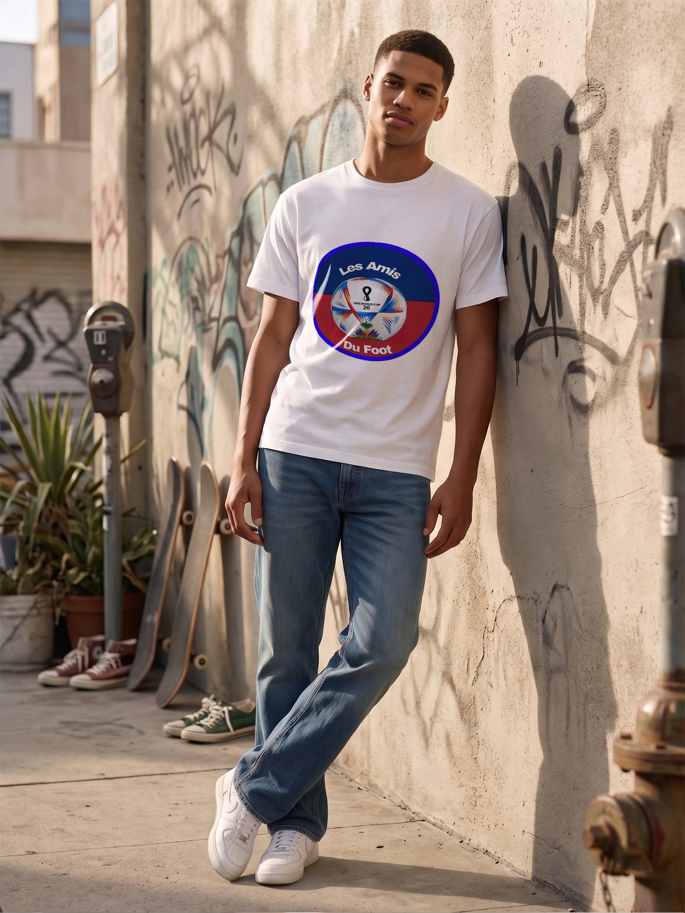 Men's Printed T-Shirt Les Amis Du Foot FIFA World Cup 26 Soccer Ball Design Casual Round Neck Lightweight Breathable Summer Short Sleeve Tee for Football Fans and Sports Enthusiasts