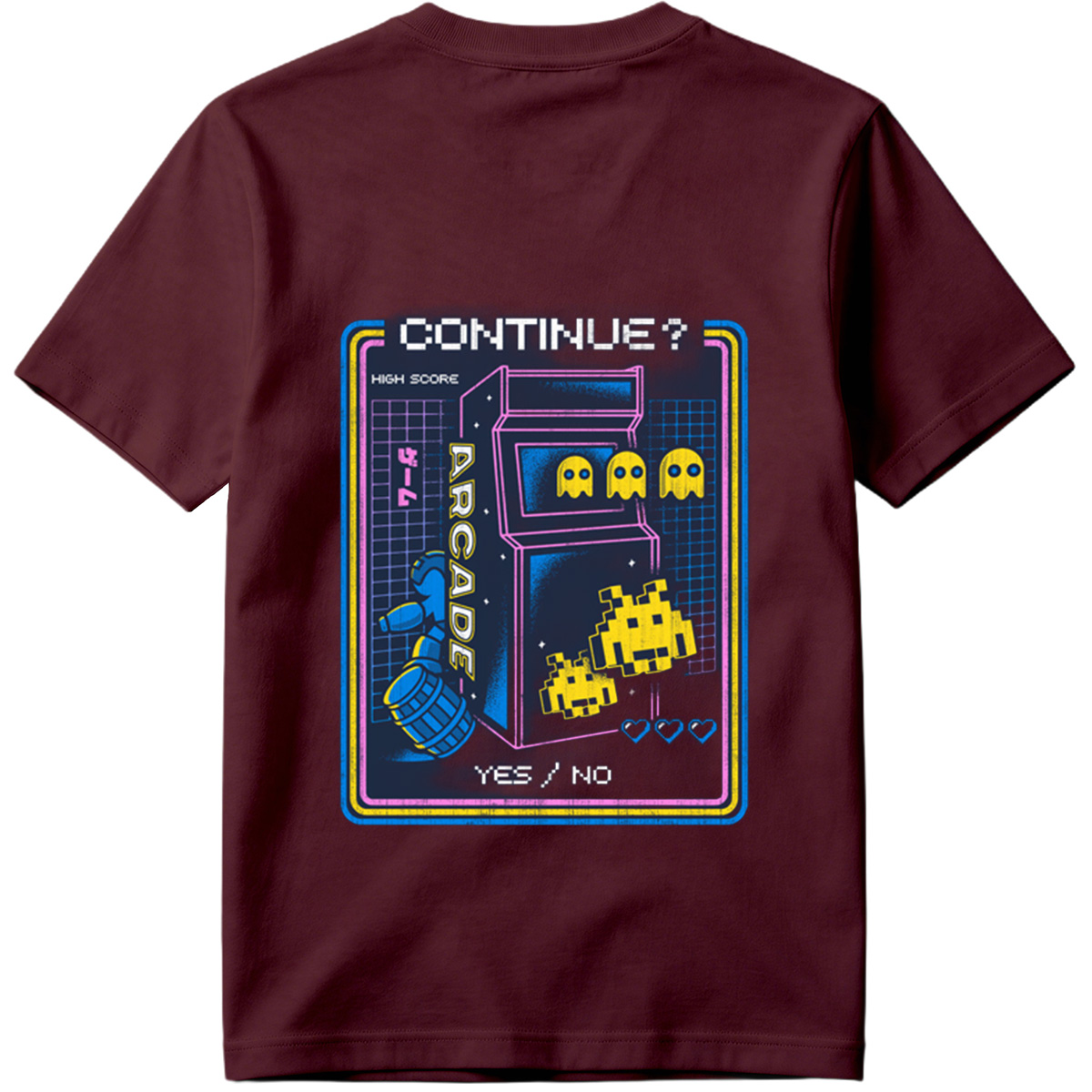 Pac-Man and Space Invaders Arcade Continue Screen - Tee