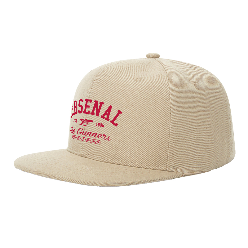Flat Brim Baseball Cap Arsenal The Gunners Kings of London Logo Print Streetwear Underground Skate Style Hat for Basketball Court Skate Park Urban Players and Rap Artists