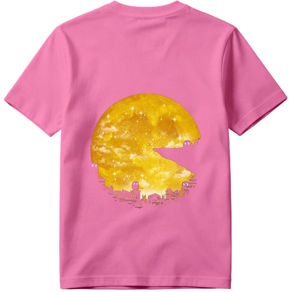 Pac-Man Cityscape Under the Moon - Tee
