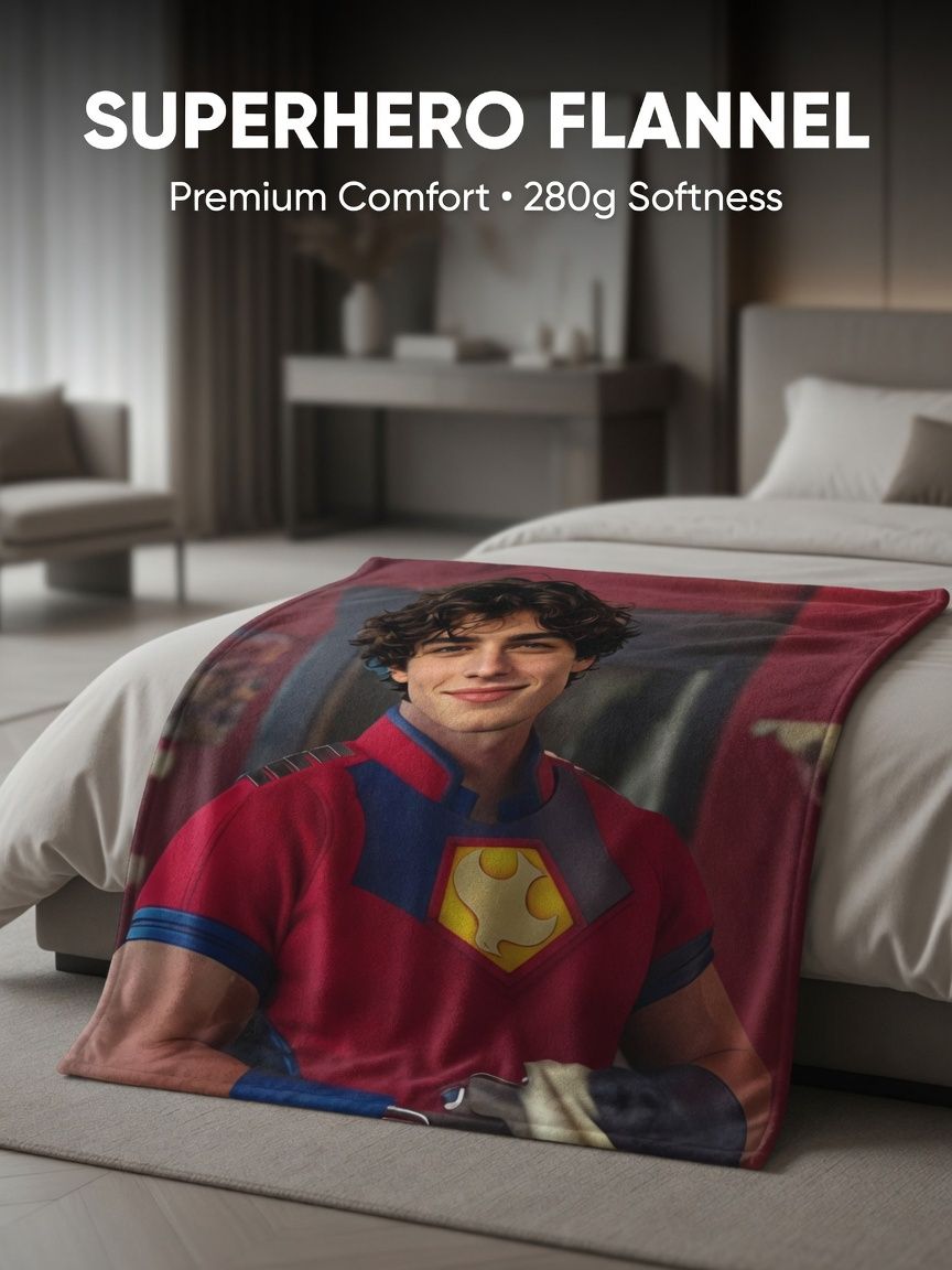 Custom Photo Portrait Flannel Fleece Blanket, Personalized Soft Anti-Pilling Throw for Couch Bed Travel Gift