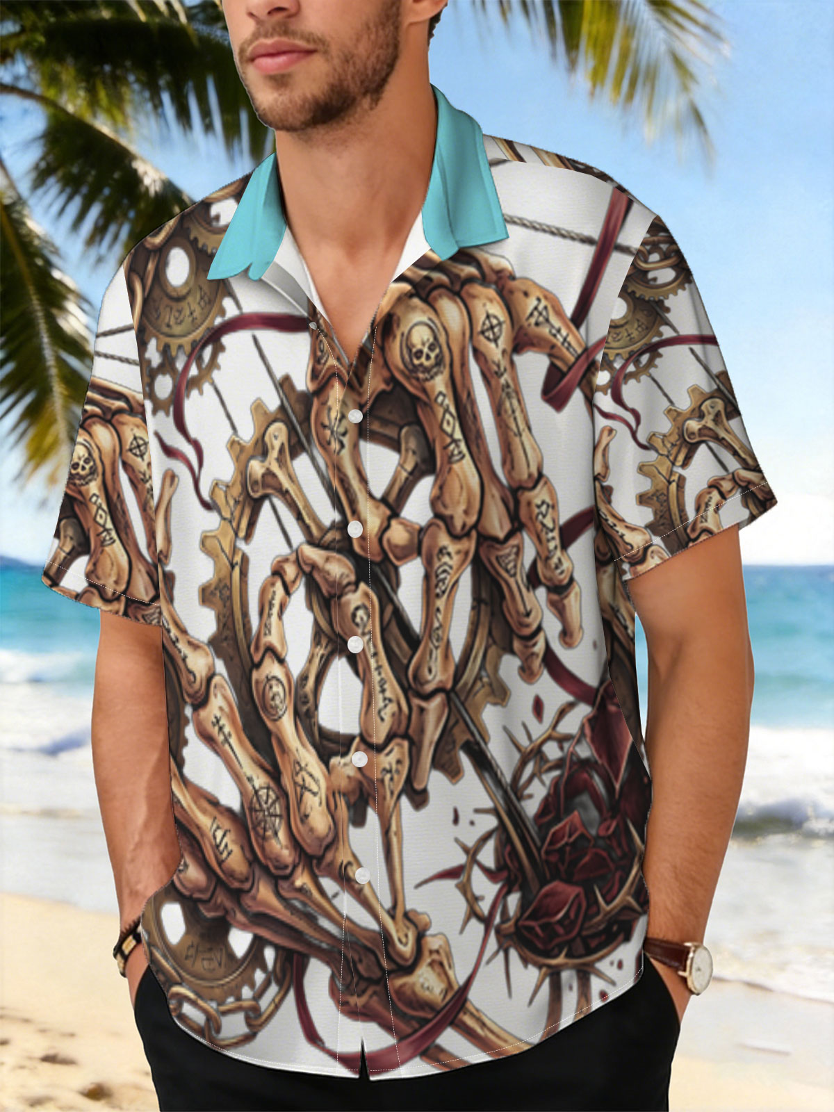 Skeleton Hands with Runes, Gears, and Thorns -  Shirt