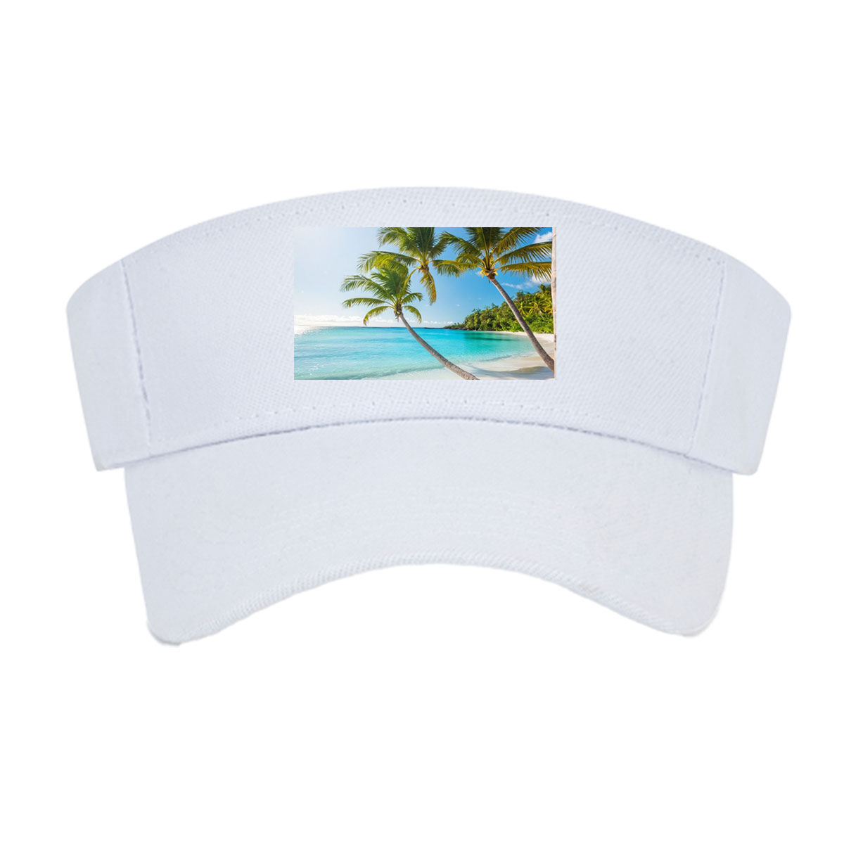 Tropical Beach with Palm Trees and Crystal Clear Water -  Visor cap