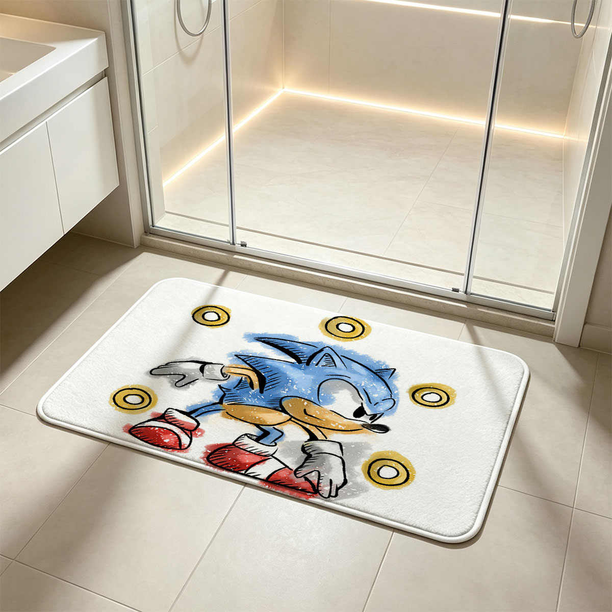 Sonic the Hedgehog Collecting Golden Rings - Flannel floor mat