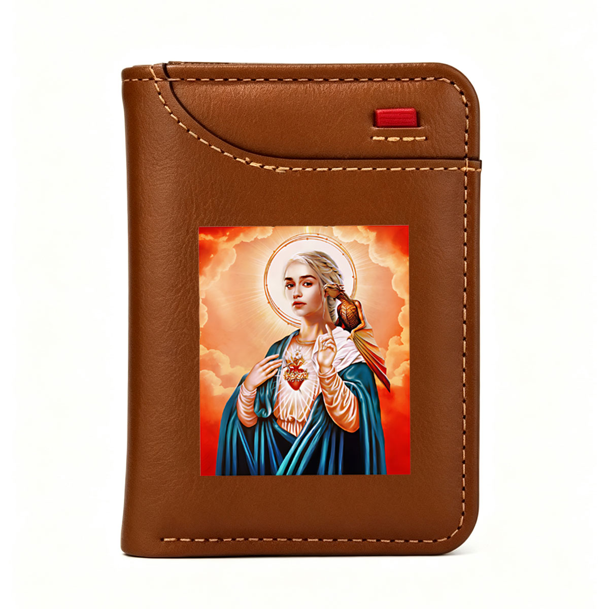 Daenerys Targaryen as the Sacred Heart Madonna with Dragon and Halo - Vertical Style Wallet
