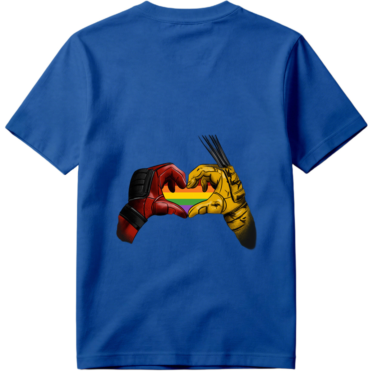 Deadpool and Wolverine Form a Rainbow Heart - Tee