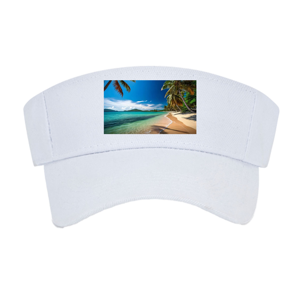 Tropical Beach with Palm Trees and Crystal Clear Water -  Visor cap