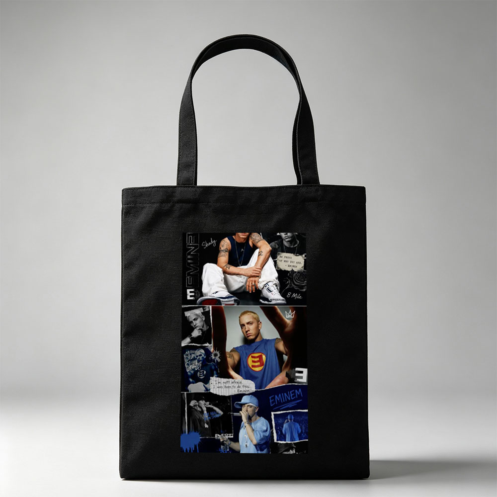 Eminem Collage - Iconic Moments and Quotes from the Rap Legend - Canvas tote bags