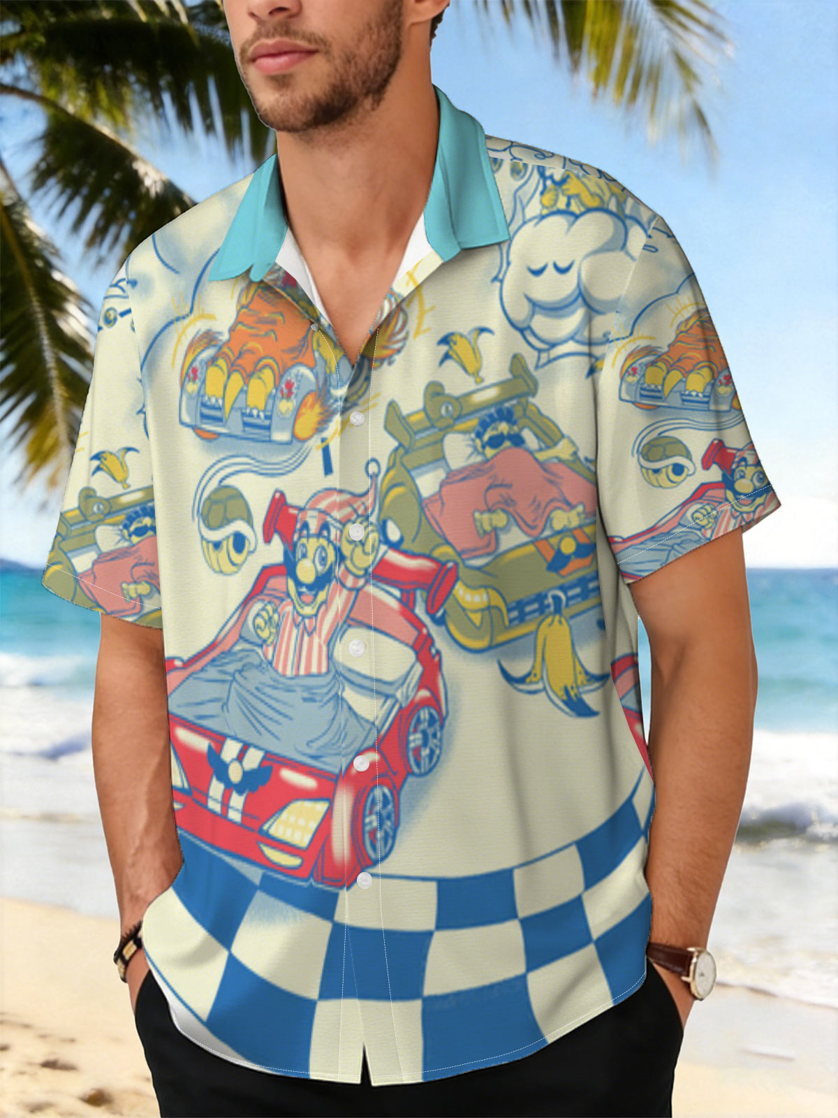 Mario Kart Dream Race: Mario, Bowser, and Koopa Troopa in a Cloudy Sky Sprint -  Shirt