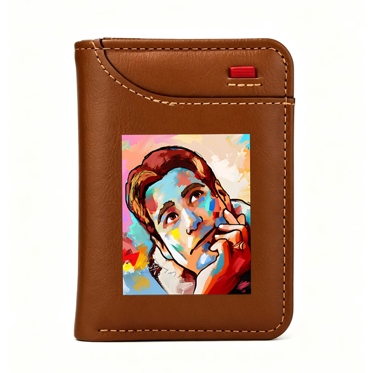 Colorful Portrait of a Man in Contemplation - Vertical Style Wallet