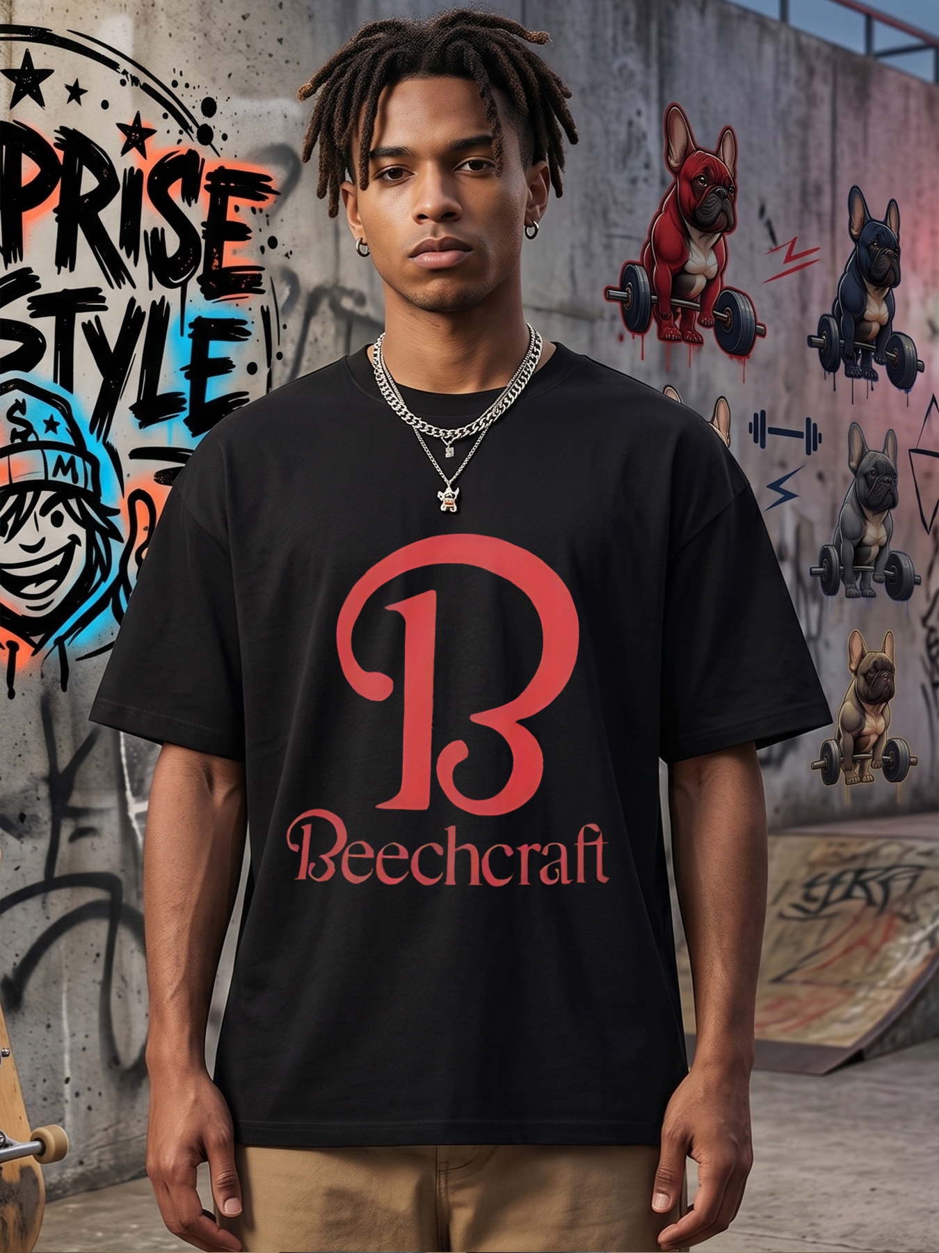 Men's Beechcraft Logo Print T-Shirt Casual Round Neck Lightweight Breathable Summer Short Sleeve Tee for Aviation Enthusiasts and Pilot Fans