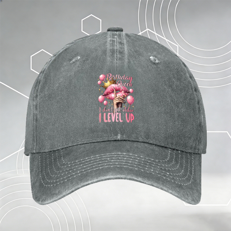 New Baseball Cap Birthday Queen Crown Lips Print Adjustable Hat for Men Women Party Celebration Gifts Unisex Fashion Accessory Birthday Gift for Her Him