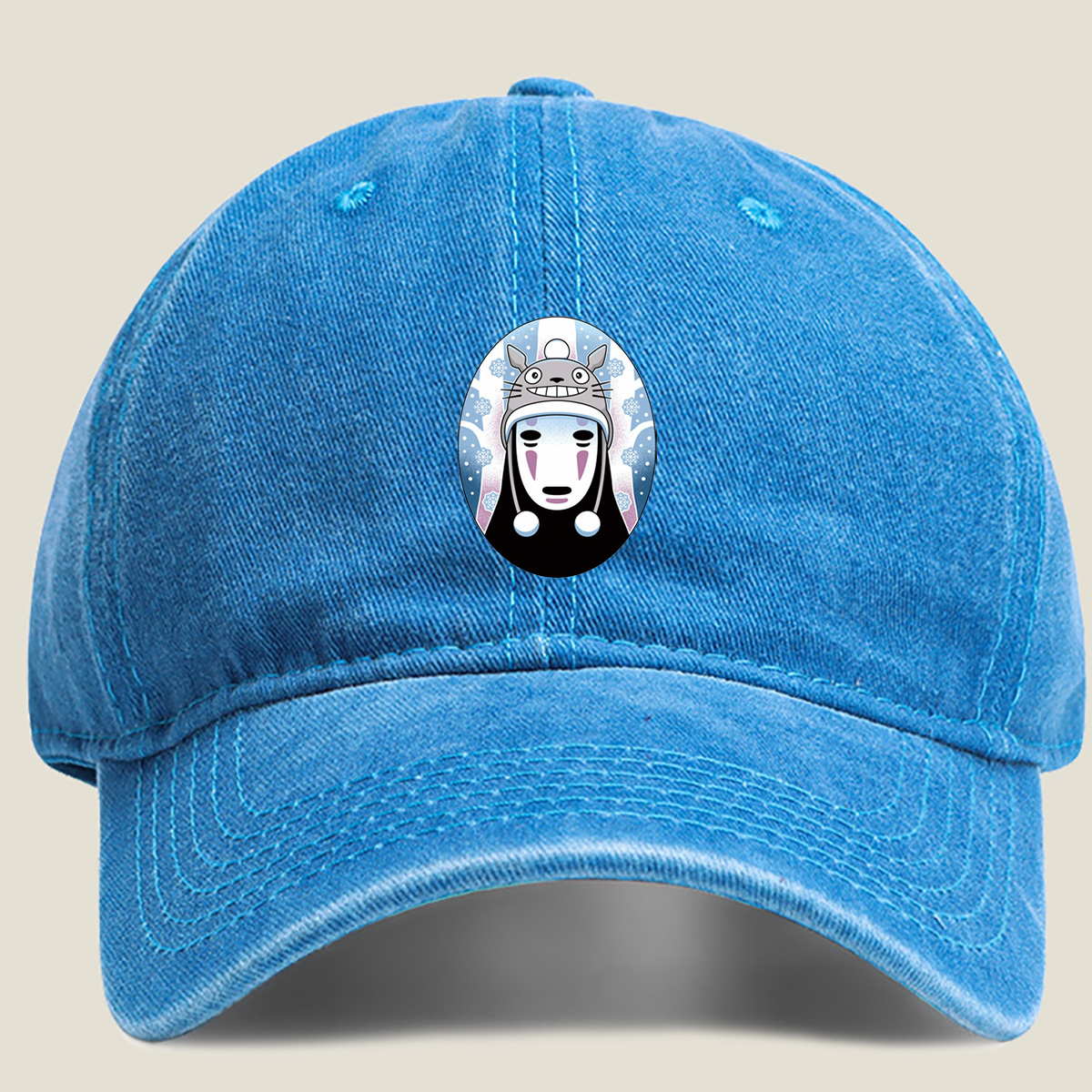 Totoro and No-Face Winter Fusion - Washed Denim - Baseball Cap