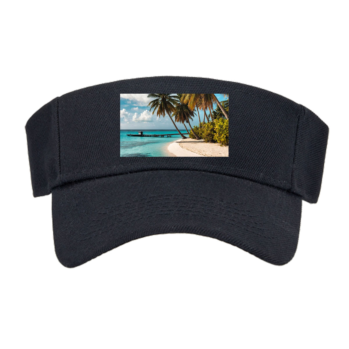 Tropical Beach with Palm Trees and Crystal Clear Water -  Visor cap