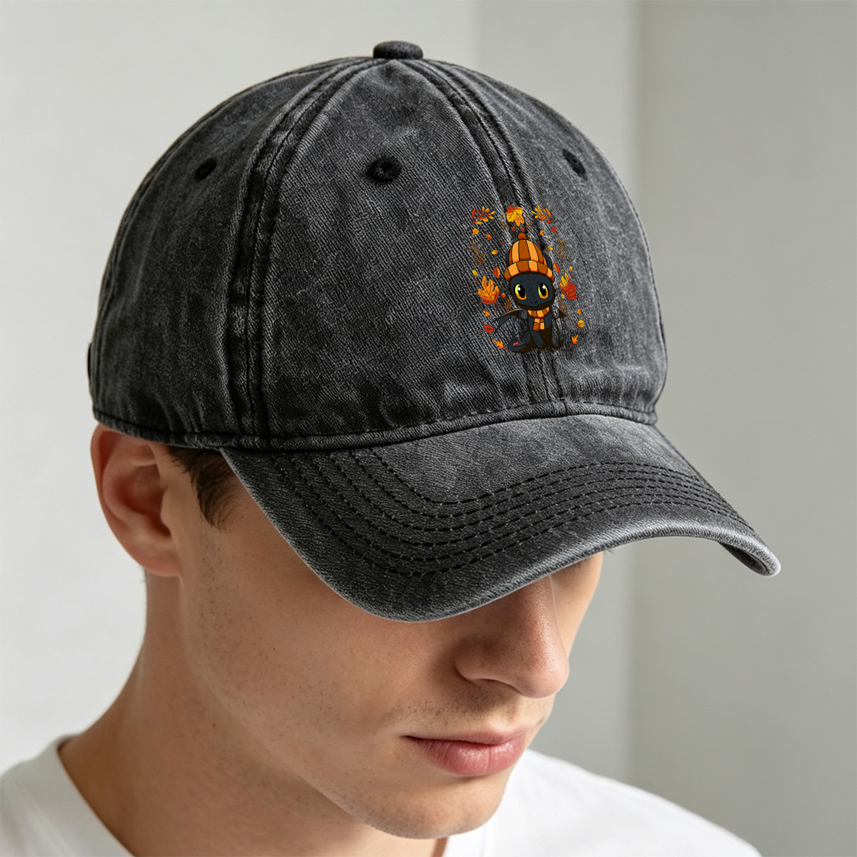 How to Train Your Dragon: Toothless in Autumn Attire - Washed Denim - Baseball Cap