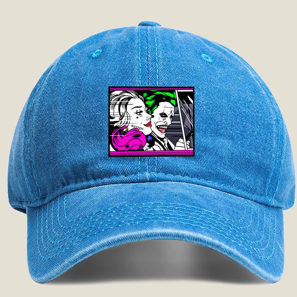 Batman: Harley Quinn and The Joker - Washed Denim - Baseball Cap