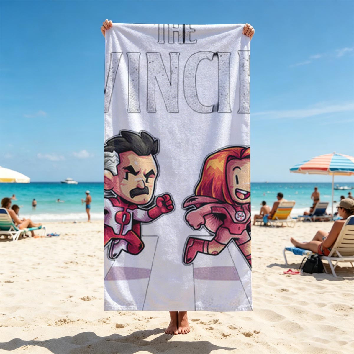 The Invincible: Four Heroes Running Across a Zebra Crossing - Beach towels