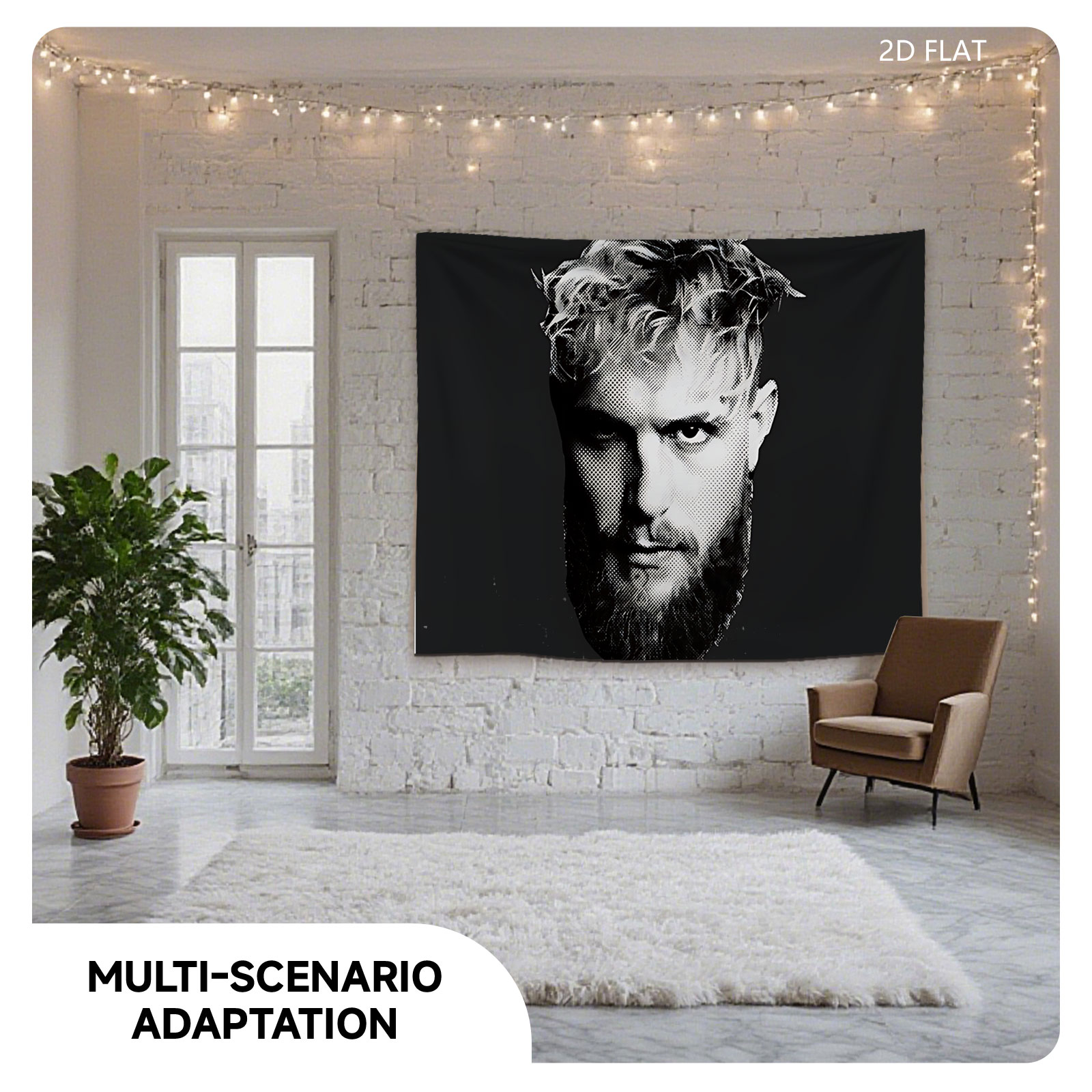 Jesus Christ with Crown of Thorns, Black and White Portrait - Tapestry