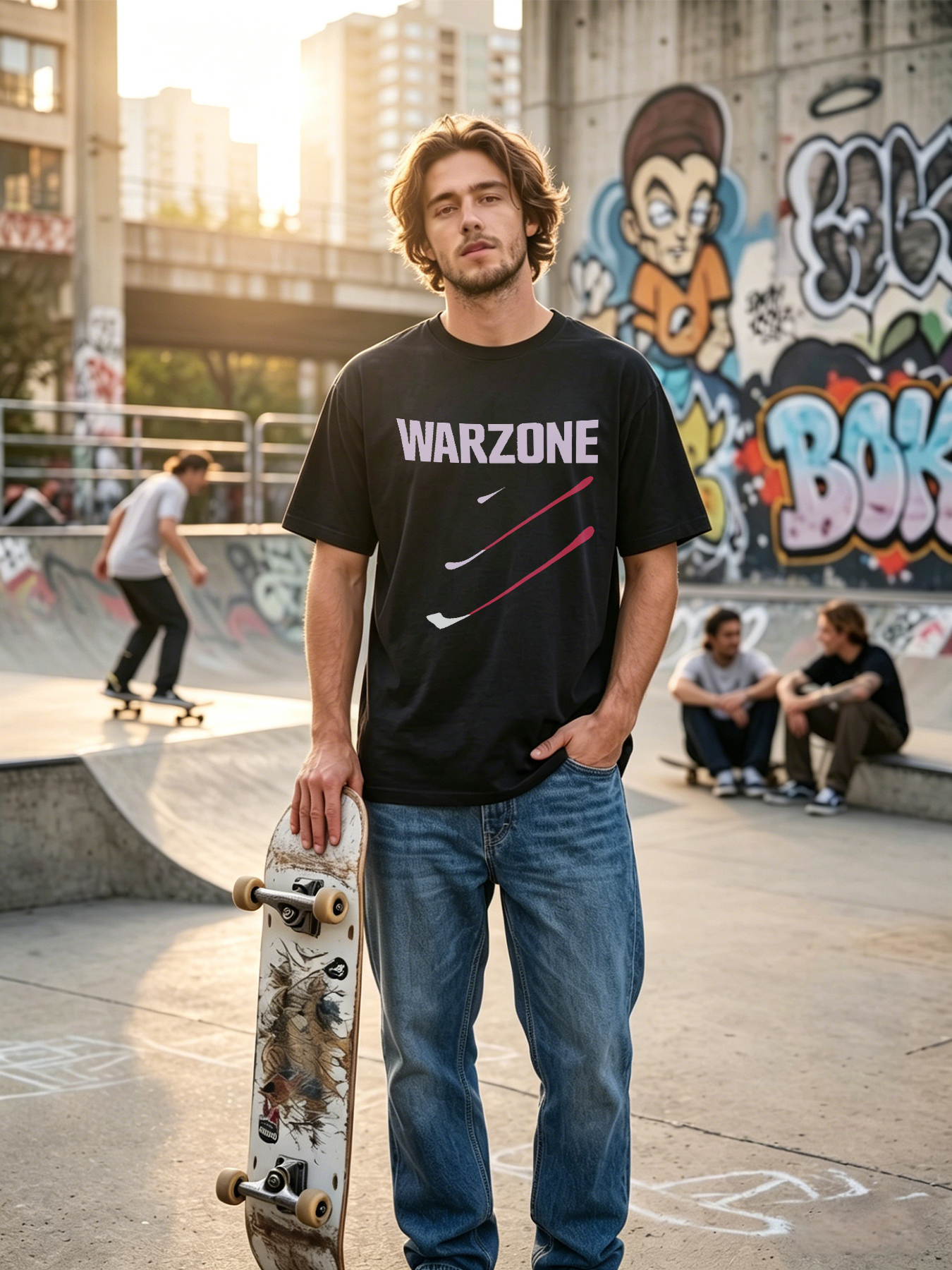 Men's Printed T-Shirt Warzone Graphic Design Casual Round Neck Summer Lightweight Breathable Short Sleeve Tee for Gaming Fans and Outdoor Activities