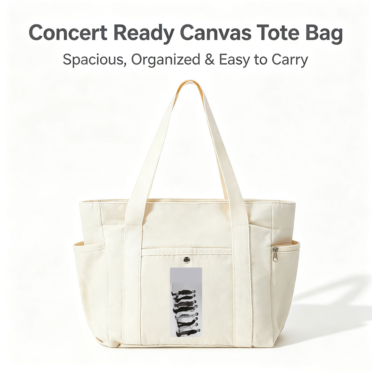 BTS Members in a Stacked Pose Against a Minimalist Background - Multi-pocket bags