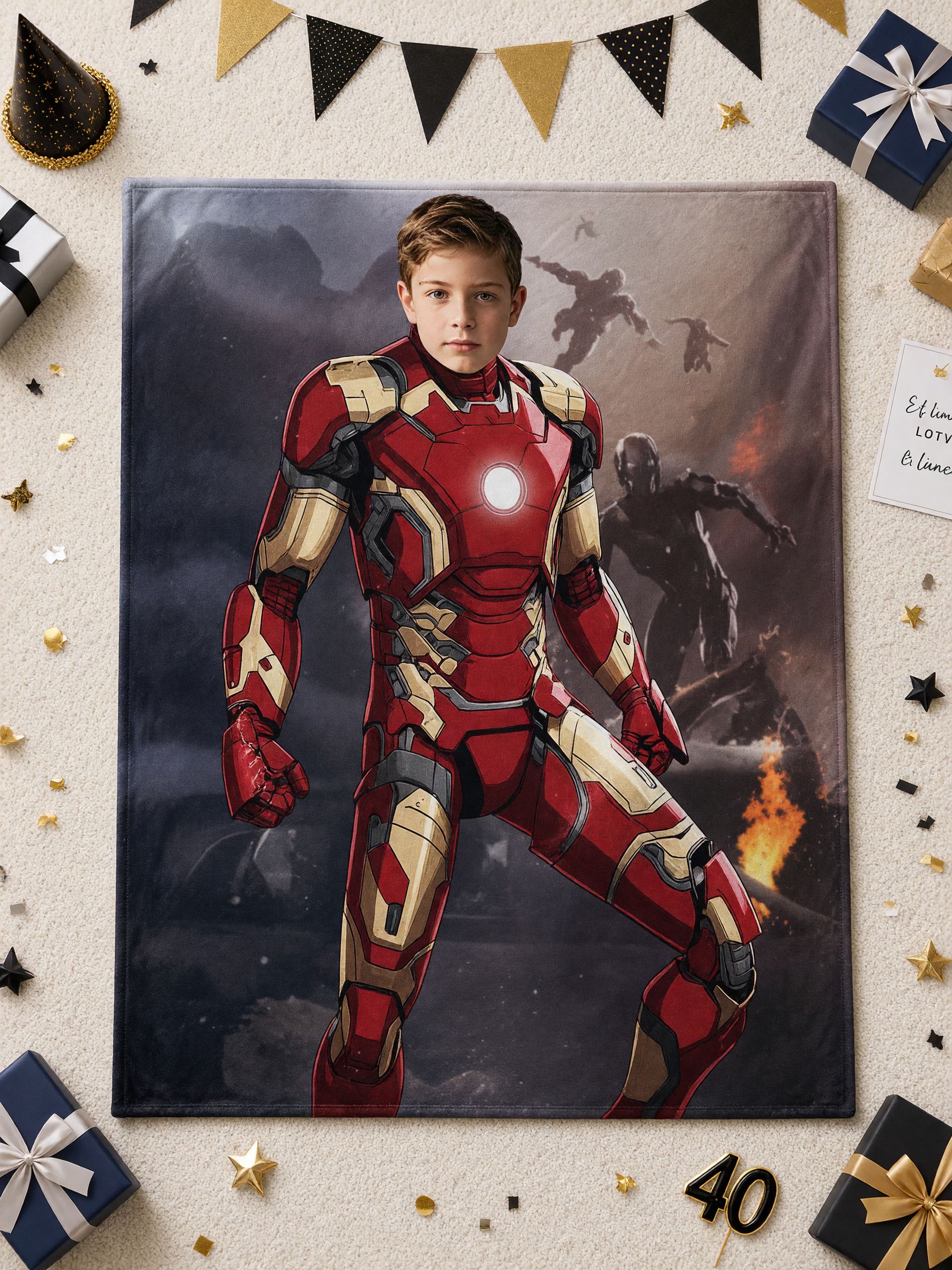 Personalized Face Superhero Photo Blanket Ultra Soft Anti-Pilling Flannel Throw Customized Keepsake Gift for Kids