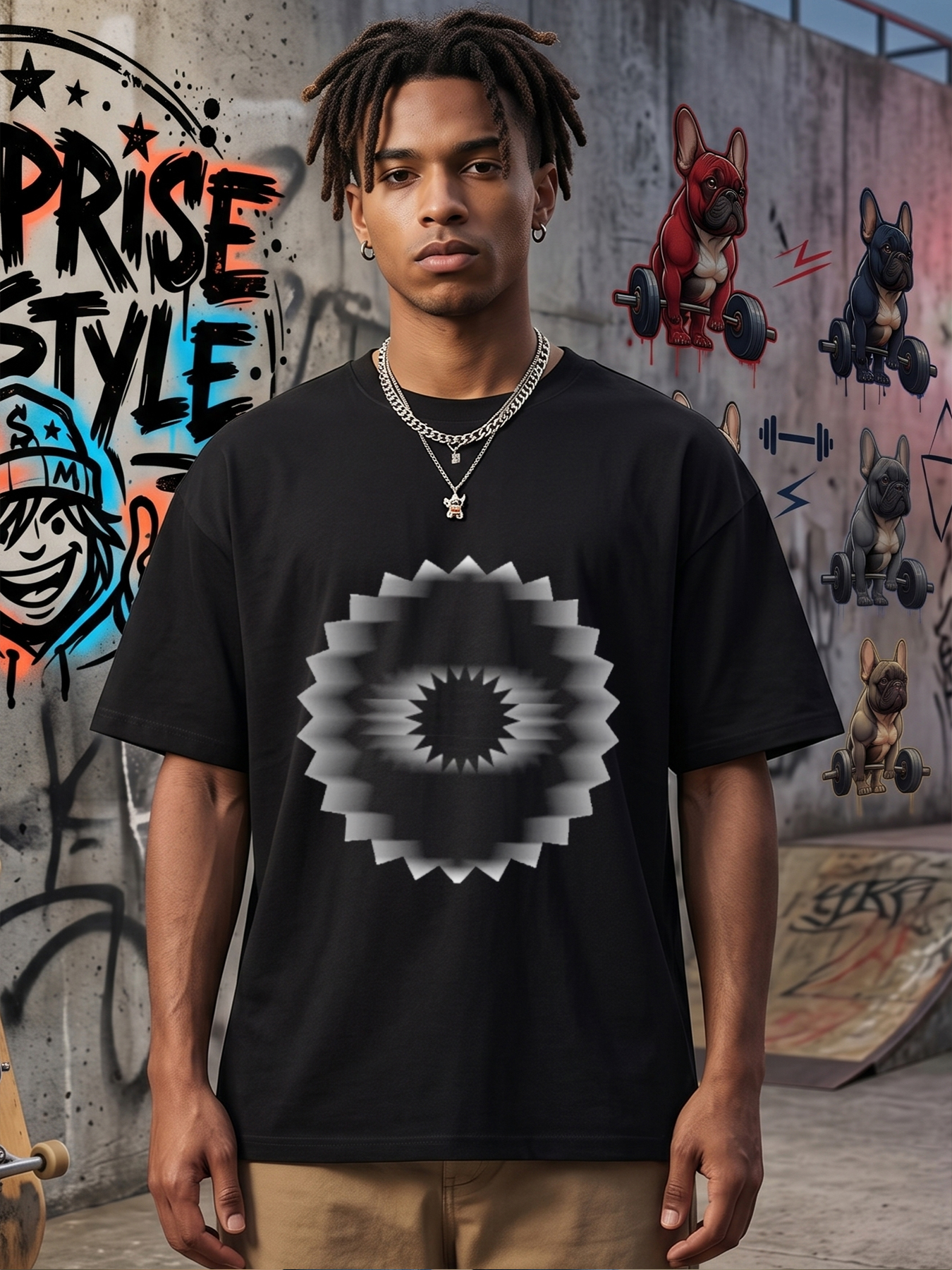 Men's Printed T-Shirt Geometric Abstract Star Pattern Casual Round Neck Summer Lightweight Breathable Short Sleeve T-Shirt for Daily Wear Outdoor Activities Urban Style Men