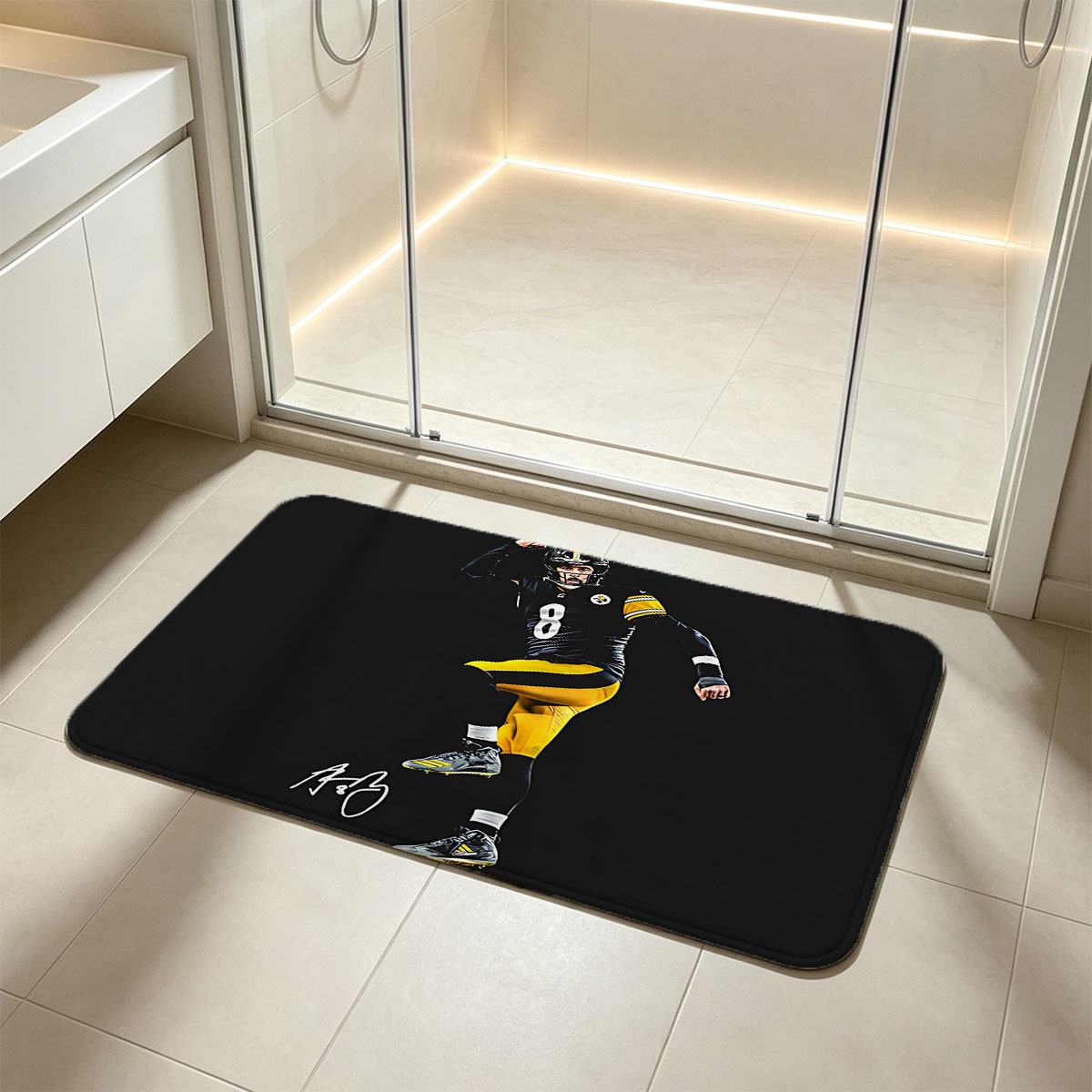 Pittsburgh Steelers Quarterback #8 Celebrating in Action - Flannel floor mat