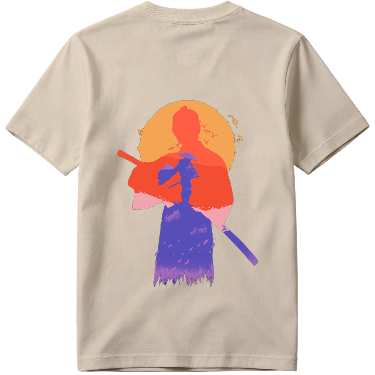 Samurai Silhouette at Sunset - Tee