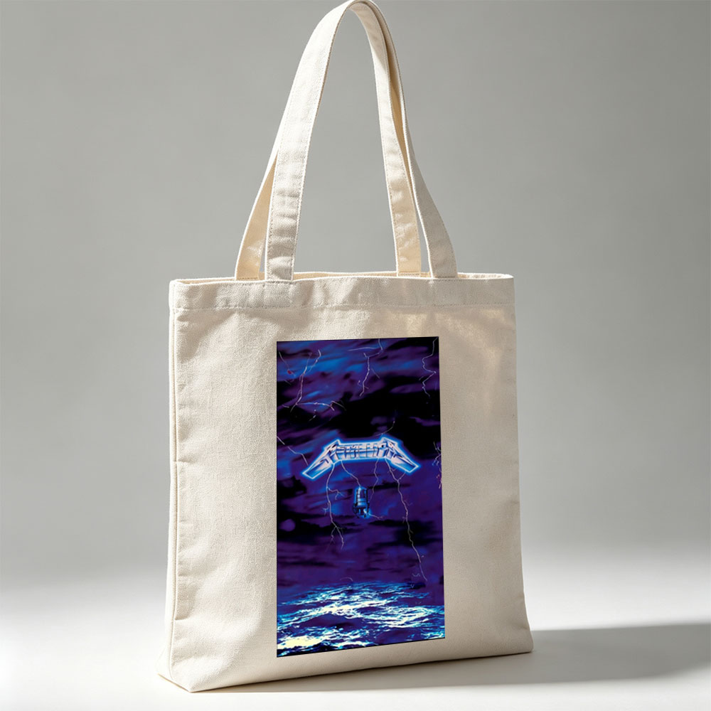 Metallica Stormy Sky Lightning Over Ocean Scene - Canvas tote bags