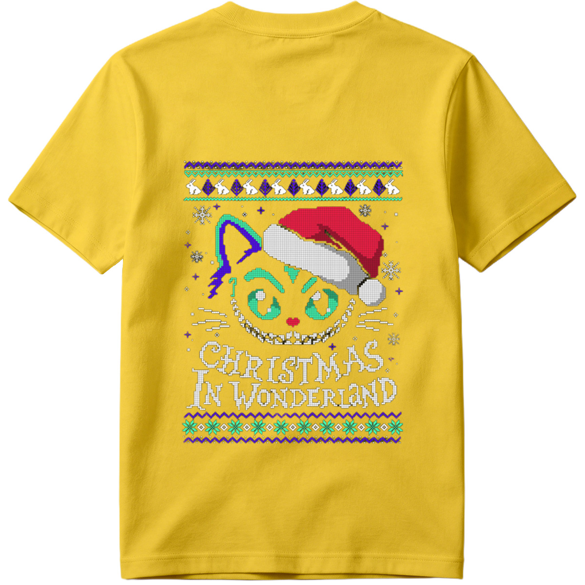 Christmas in Wonderland: Cheshire Cat Ugly Sweater Design - Tee