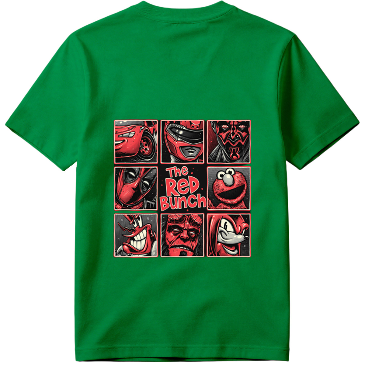 The Red Bunch: Lightning McQueen, Darth Maul, Deadpool, Elmo, Dr. Seuss's The Grinch, Hellboy, and Knuckles - Tee