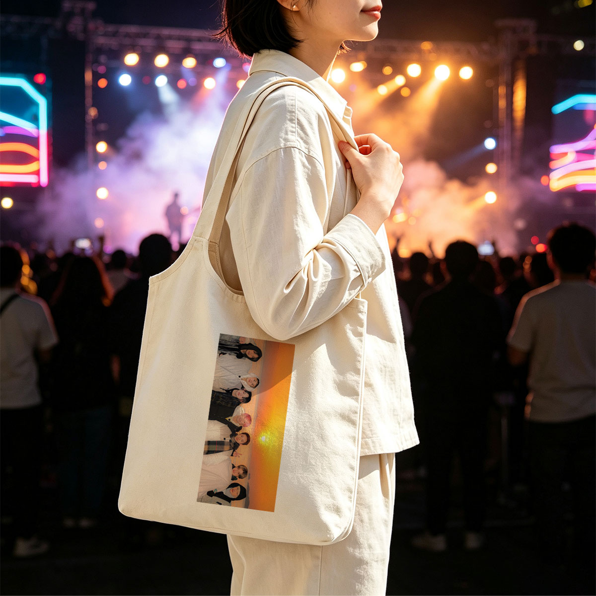 Stray Kids Sunset Beach Group Photo - Canvas shoulder bags/
