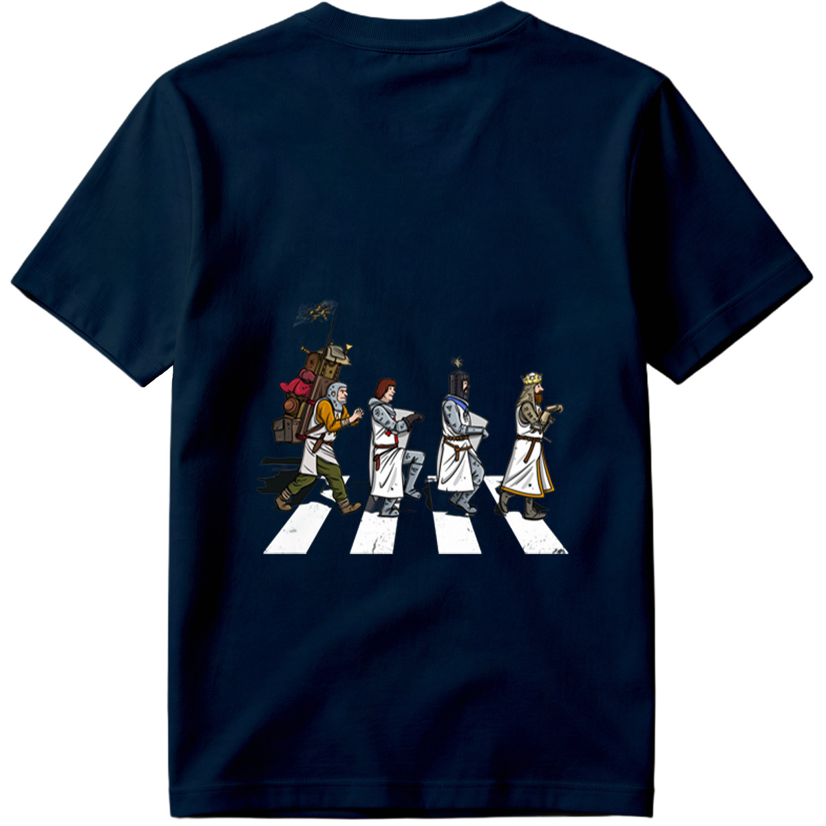 The Knights: Monty Python's Holy Grail Characters Crossing the Road - Tee