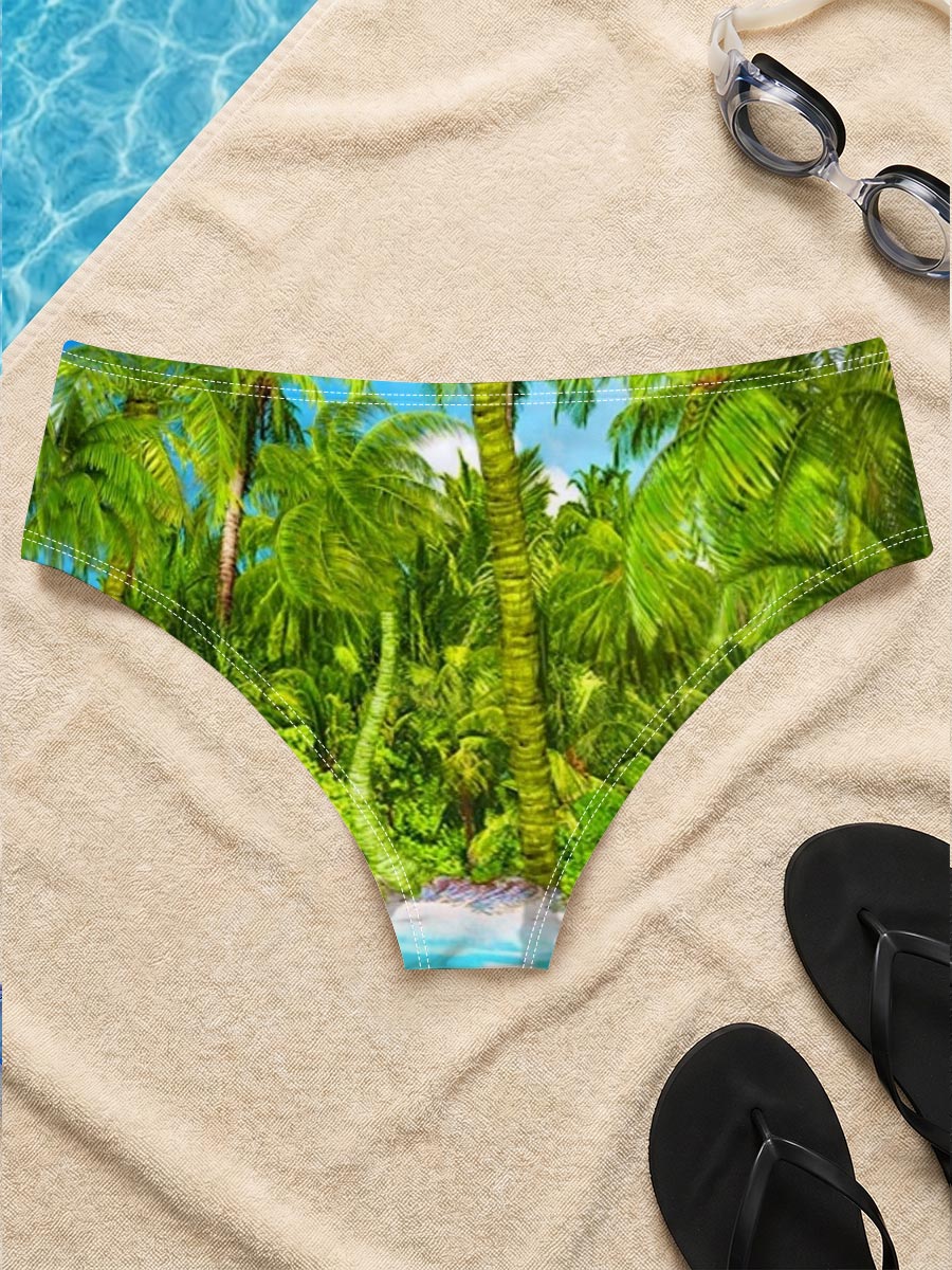 Tropical Paradise with Palm Trees and Crystal Clear Water -  Men's swim trunks