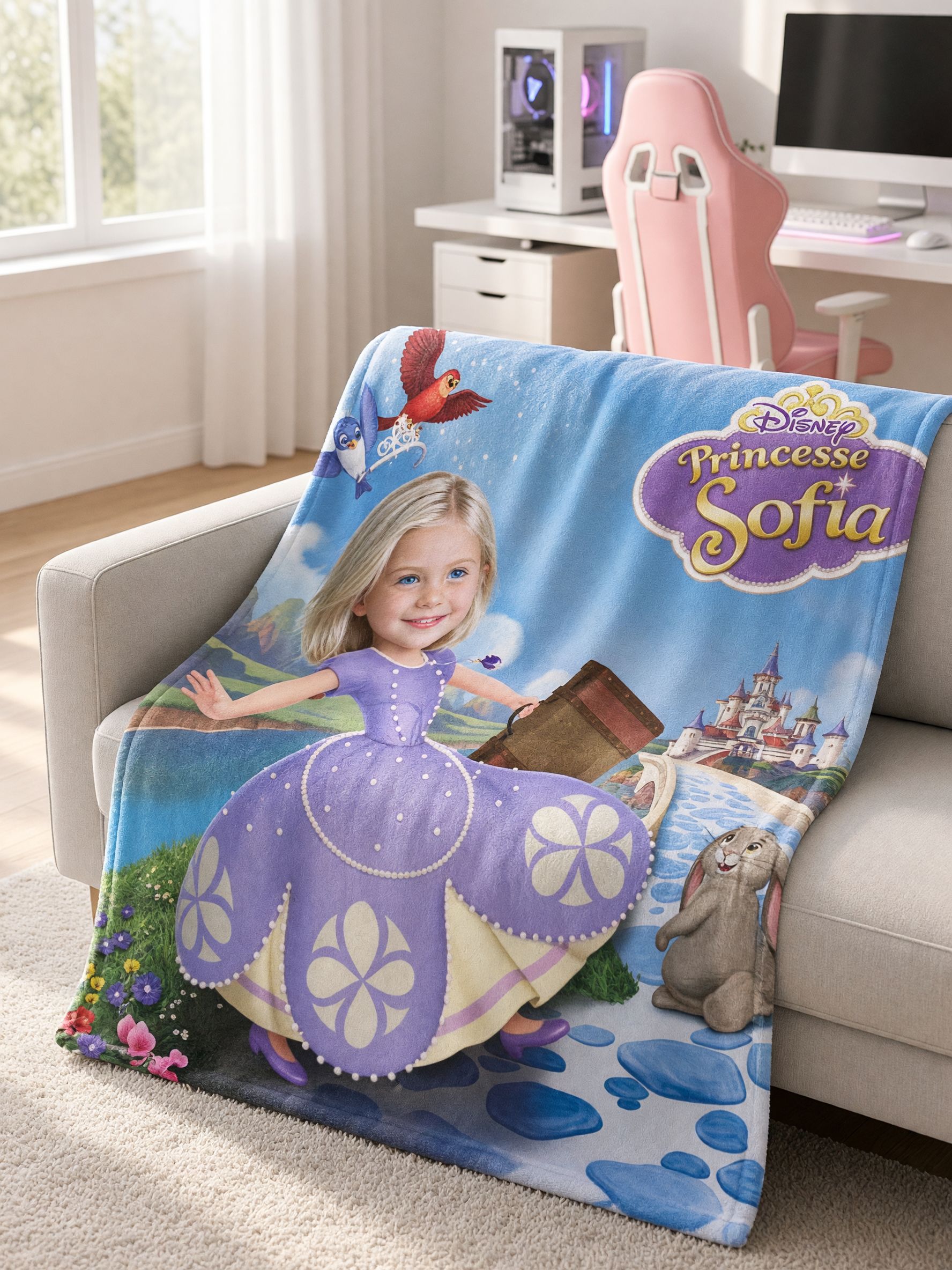 Custom Face Photo Blanket Personalized Princess Flannel Throw Ultra Soft Cozy Fleece Bed Couch Cover Ideal Birthday Gift