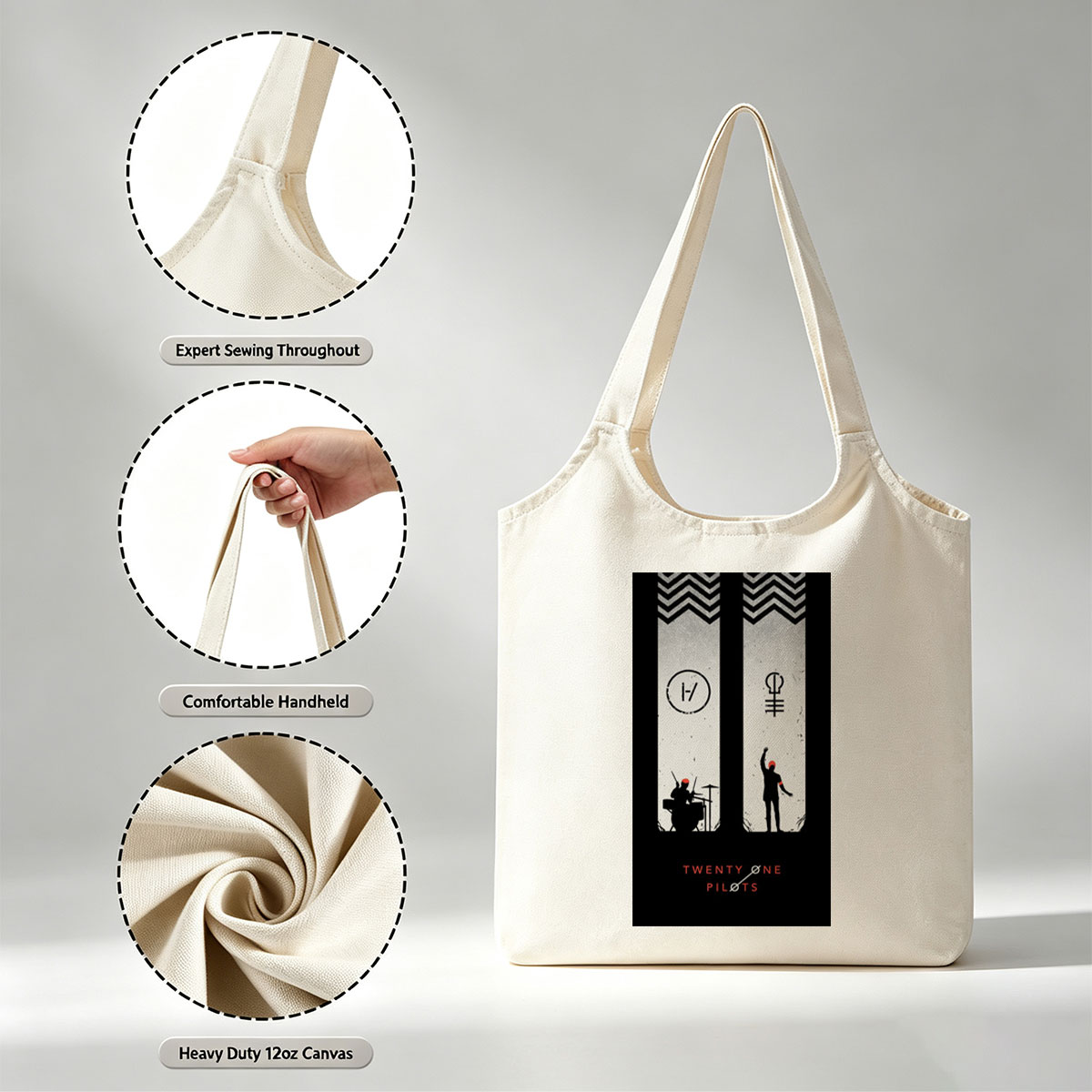 Twenty One Pilots Live Performance Silhouette Artwork - Canvas shoulder bags/