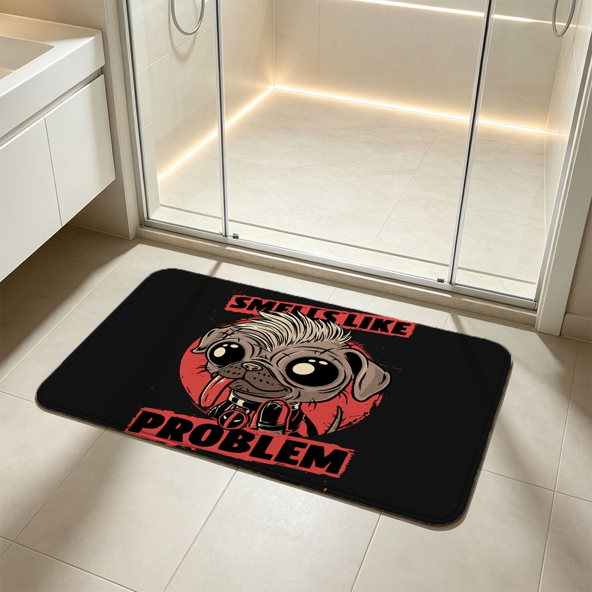 Deadpool Pug: Smells Like Problem - Flannel floor mat