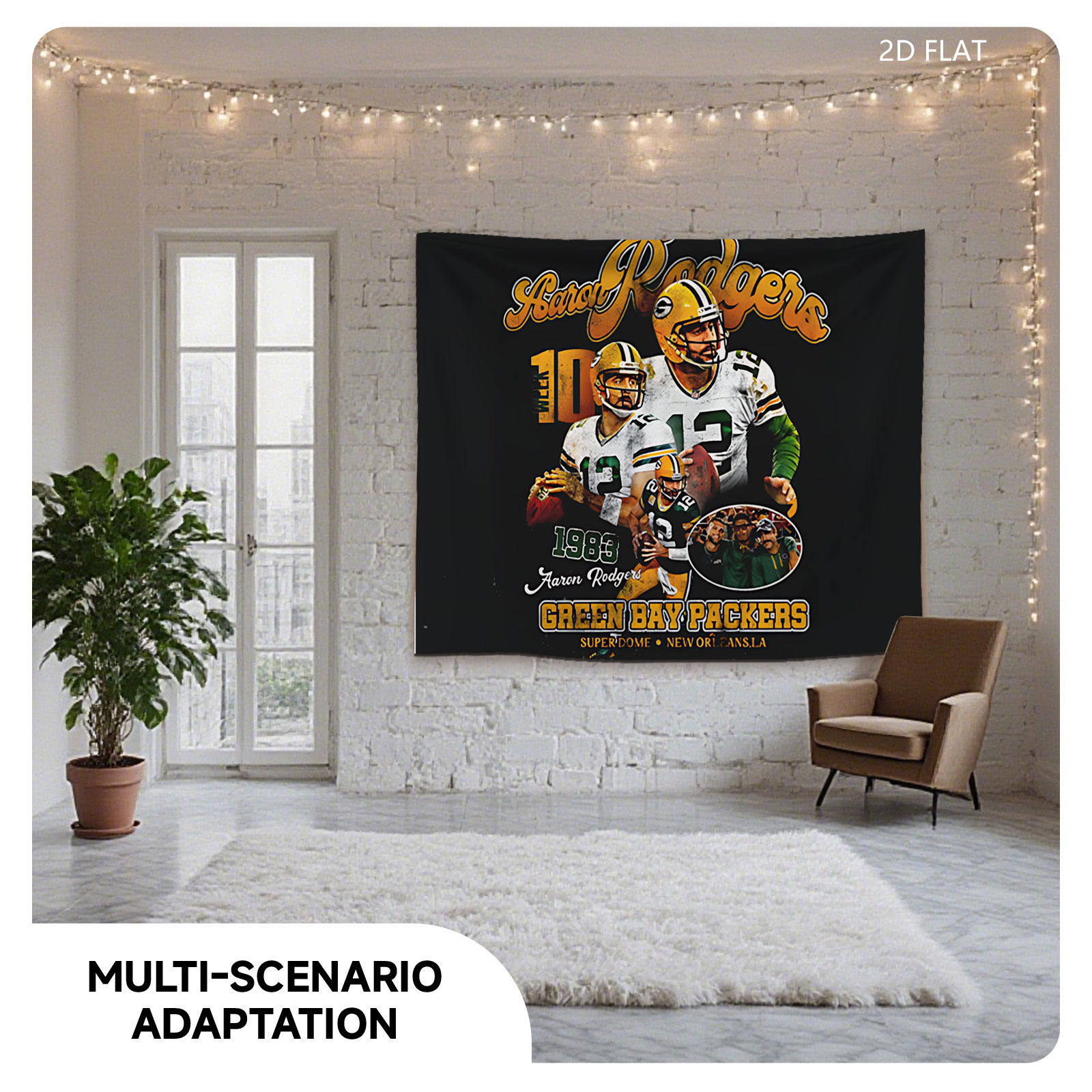 Aaron Rodgers #12 Green Bay Packers Super Bowl XLV Champions 2011 - Tapestry