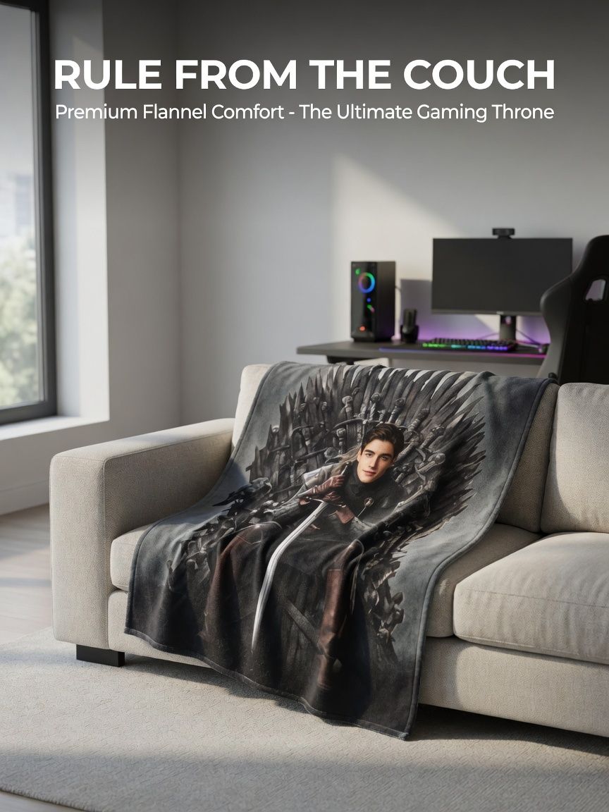 Personalized Custom Face Photo Blanket Ultra Soft Flannel Throw for Bed Sofa and Travel Fantasy Throne Gift