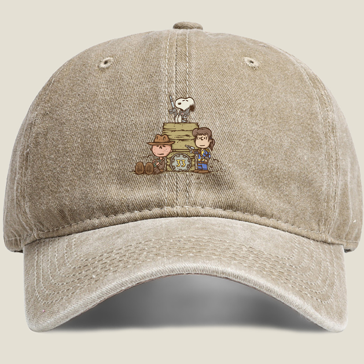 Snoopy, Charlie Brown, and Peppermint Patty in Fallout 33 - Washed Denim - Baseball Cap