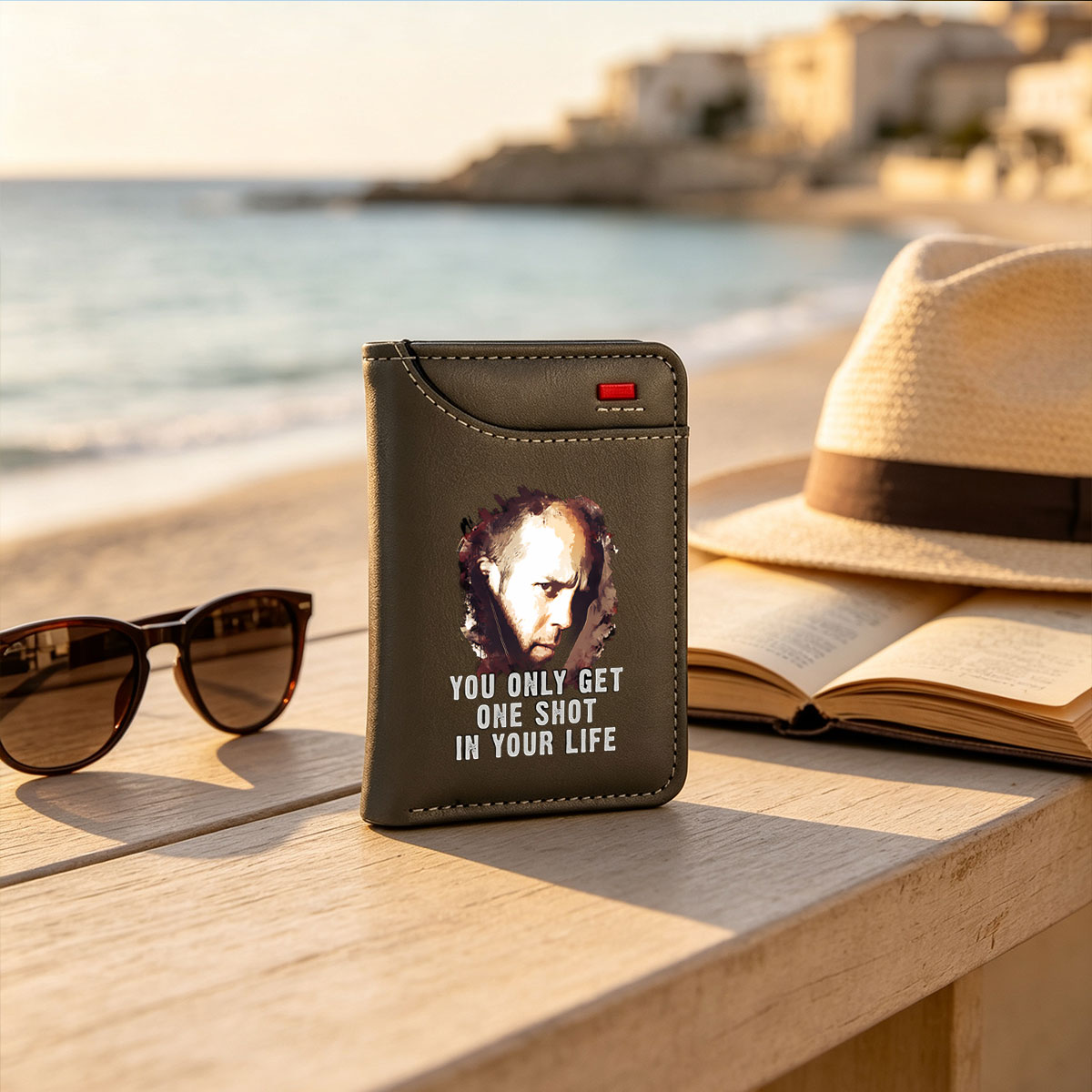 You Only Get One Shot in Your Life - Intense Portrait of a Man with Dramatic Lighting - Vertical Style Wallet