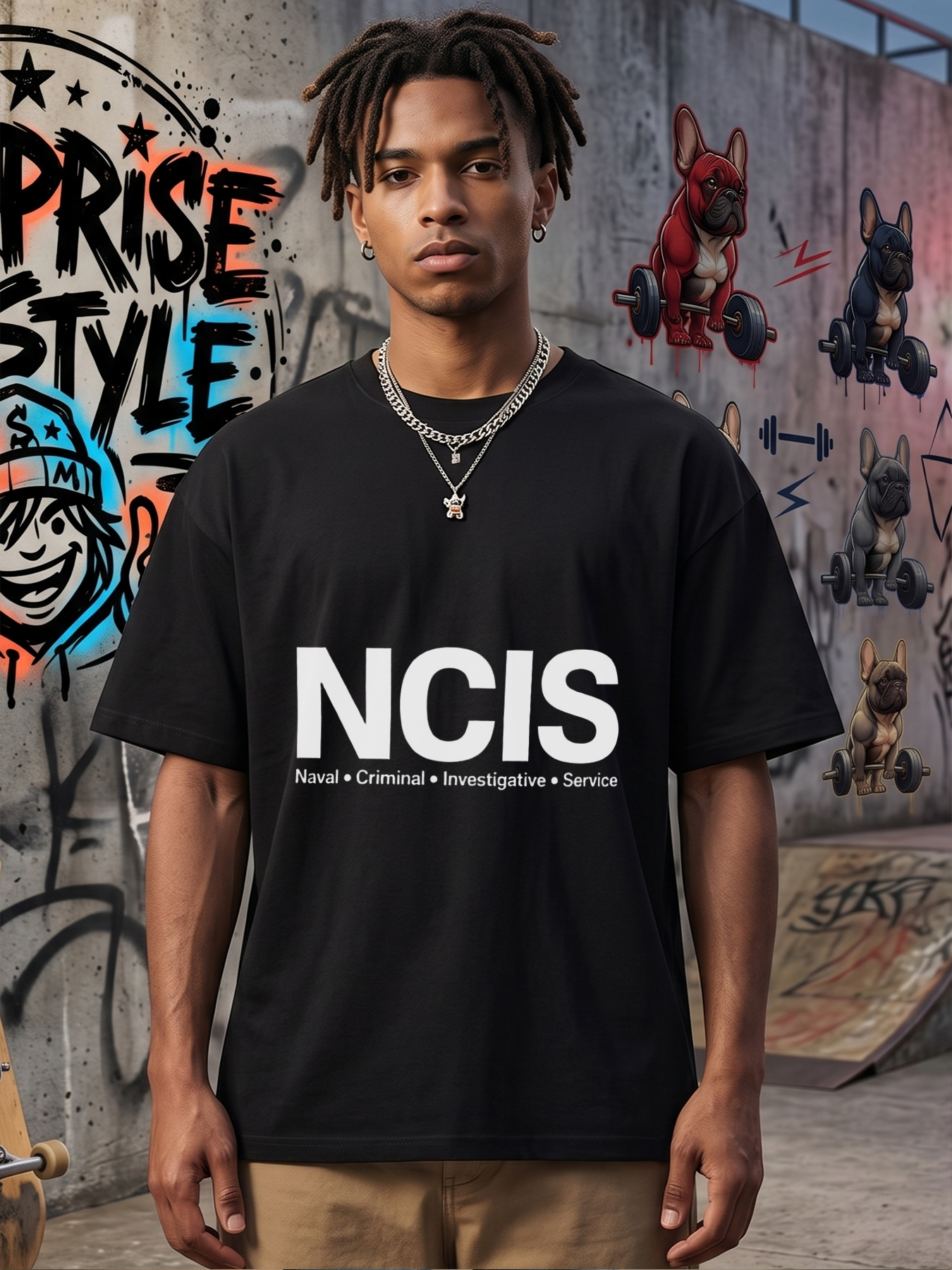 Men's NCIS Printed T-Shirt Naval Criminal Investigative Service Logo Graphic Tee Casual Round Neck Lightweight Breathable Summer Short Sleeve T-Shirt for Fans and Adults